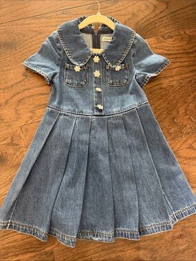 Self-Portrait Girls' Blue Denim Daisy-Button Dress